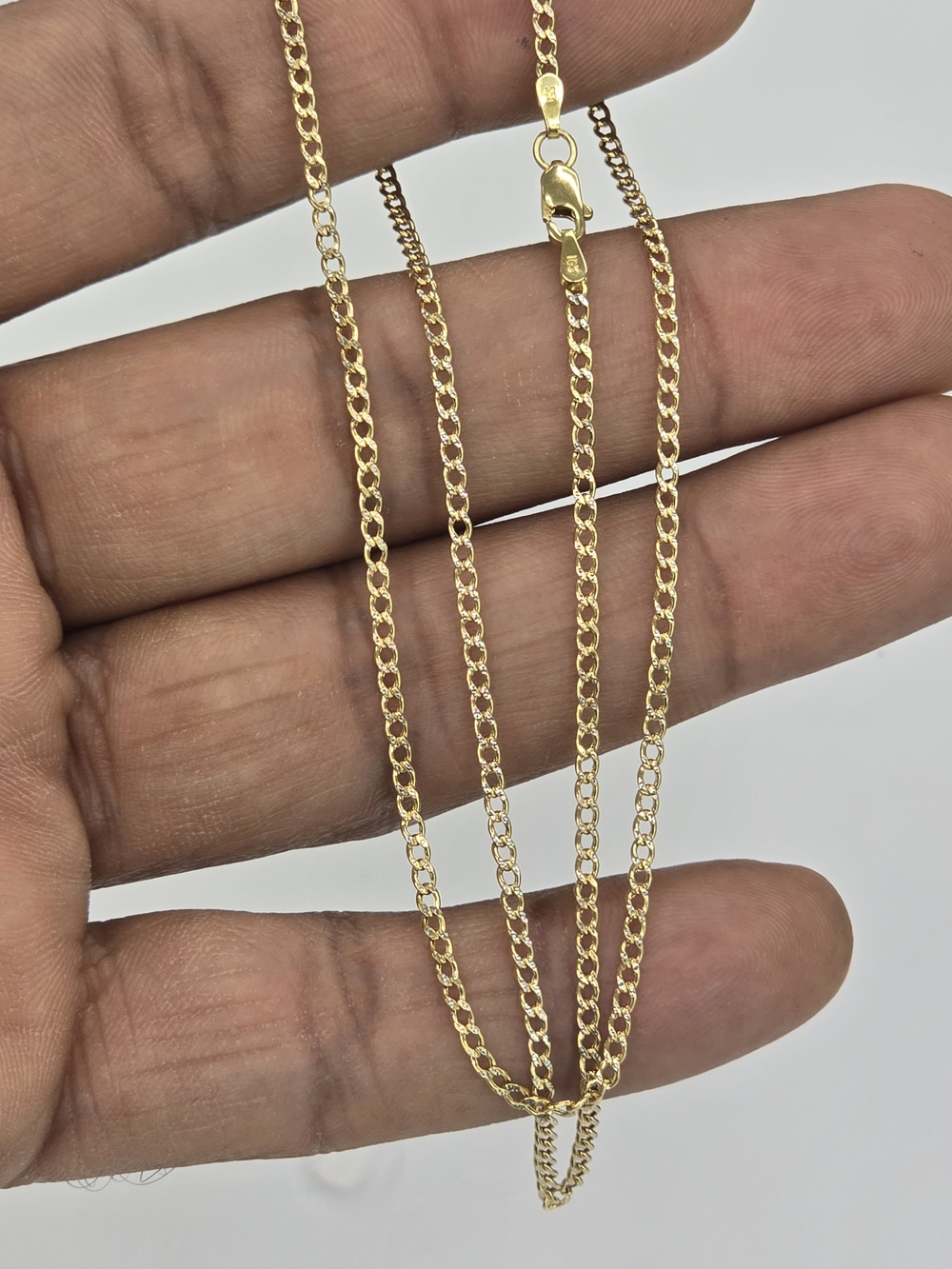 10k Real Gold Cuban Diamond Cut Chain 1.9 Mm 20 Inch